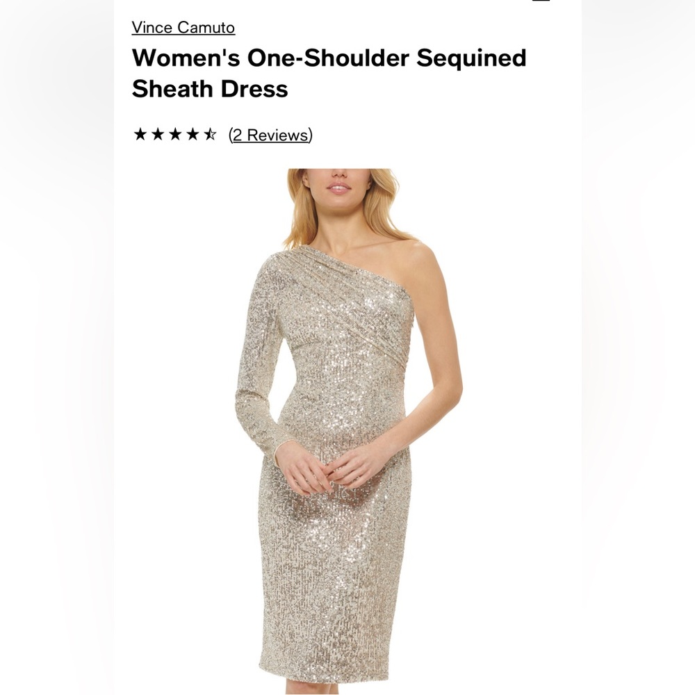 EUC Vince Camuto one-sleeved dress silver